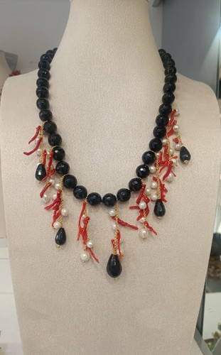 Collana artigianale onice nera - onice,