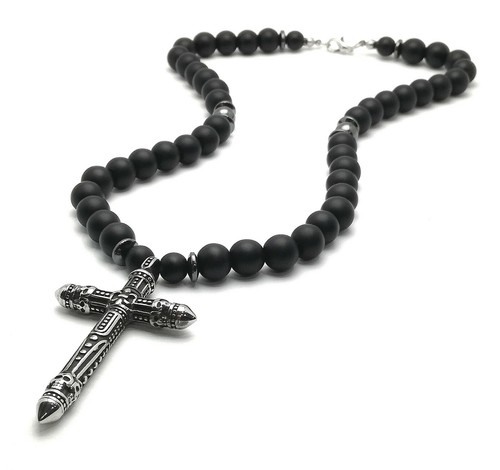 Collana uomo onice nera 10mm - uomo,