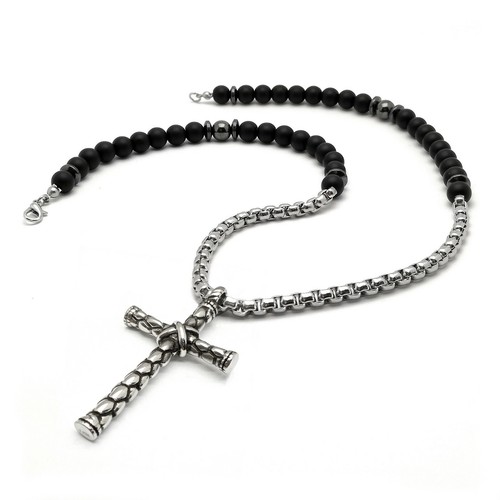 Collana nera uomo pietra - collana,