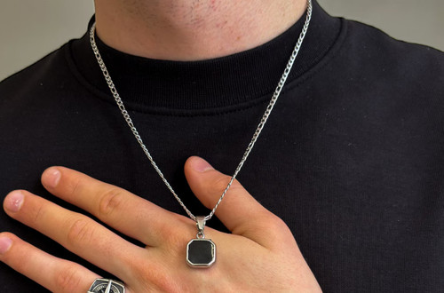 Collana uomo onice - collana, nera