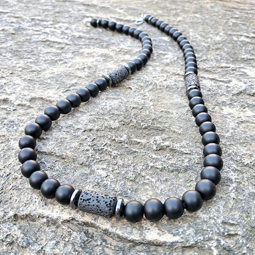 Collana perle uomo nera - collana,