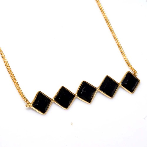 Collana onice nera placcata - onice,