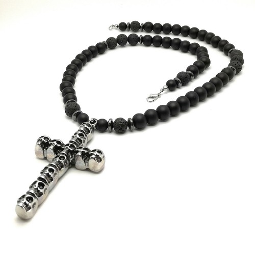 Collana onice lava acciaio - onice,