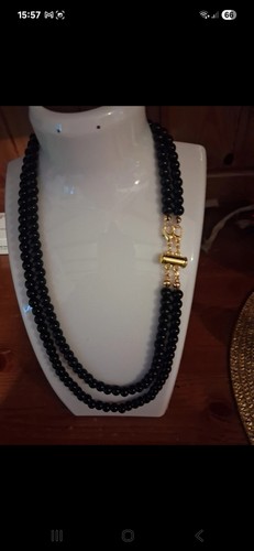 Collana onice nero due fili - nero,