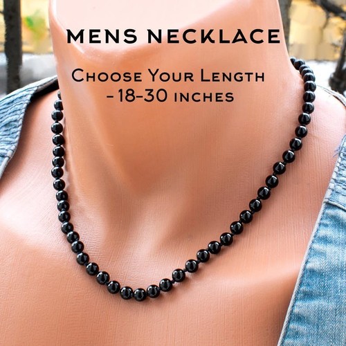 Collana vera onice - nera, liscia