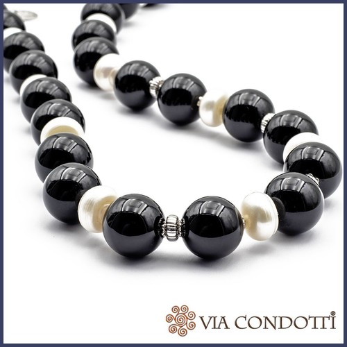 Collana perle onice - onice, nera