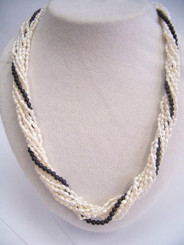 Collana torchon con perle - con,