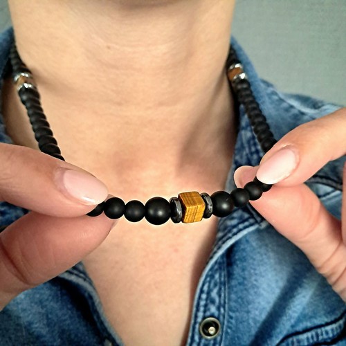 Collana onice nera cubo - onice, nera,